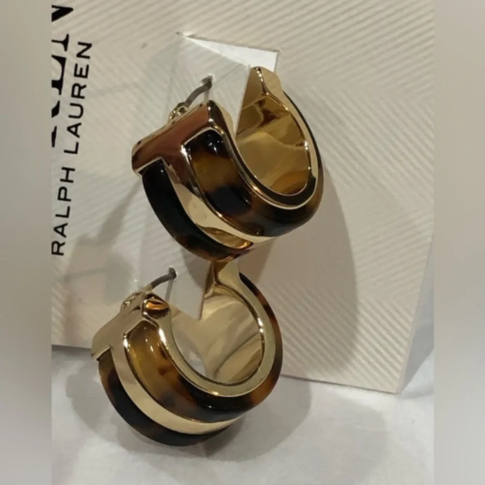 Lauren Ralph Lauren‎ tortoiseshell half moon cuff earrings brand new